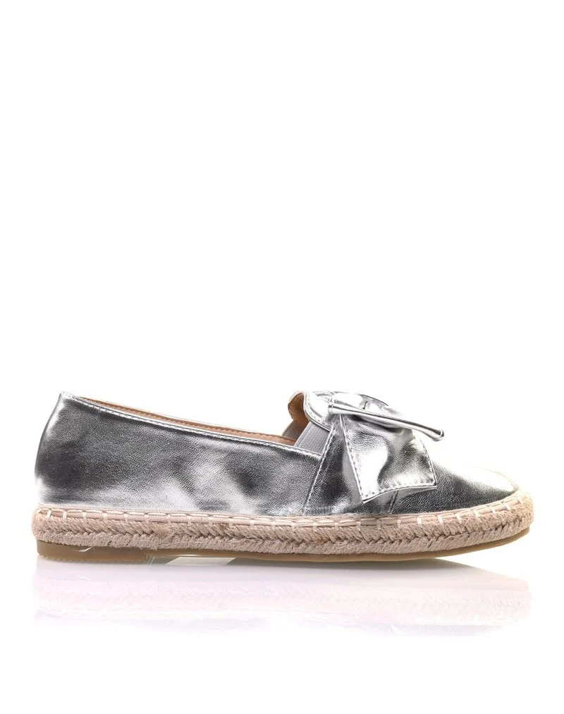 Espadrilles argentées à noeud