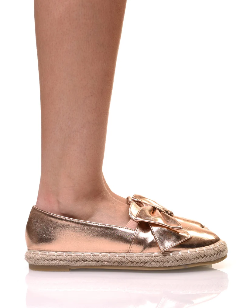 Espadrilles cuivrées à noeud