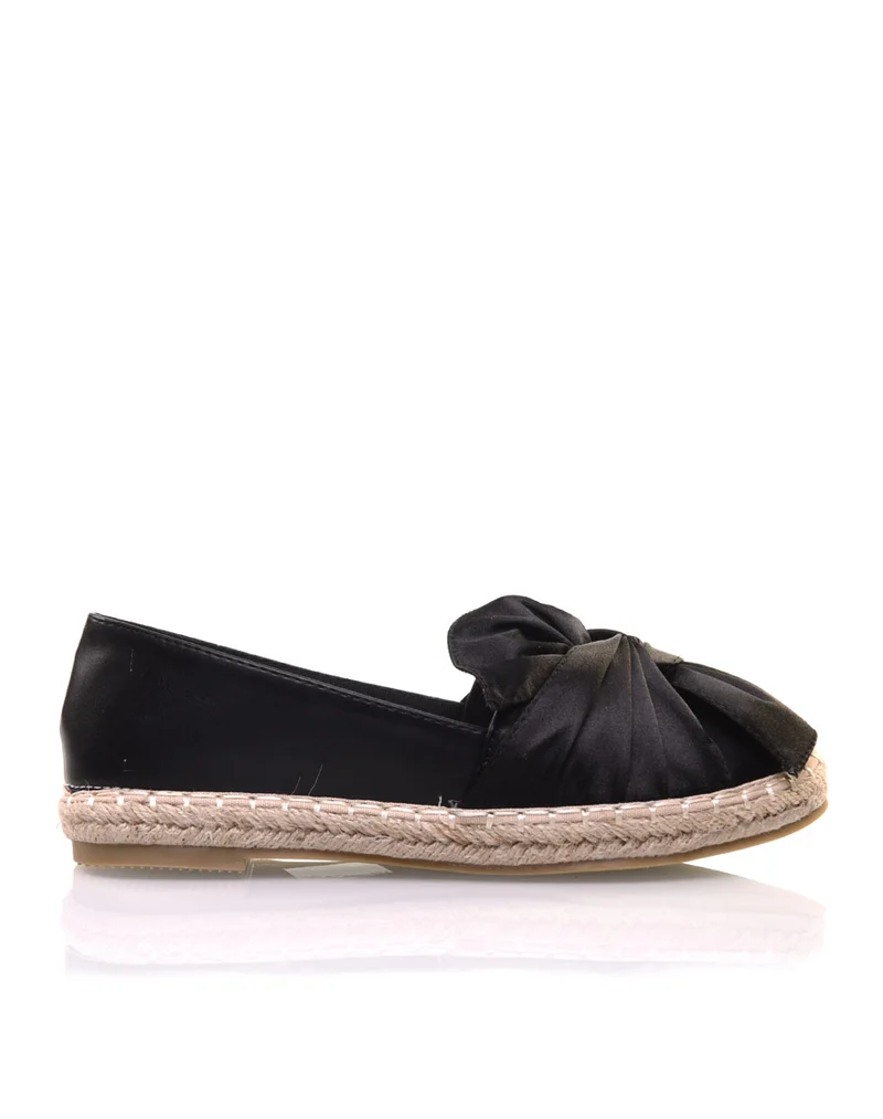 Espadrilles noires bi-matières à n?ud