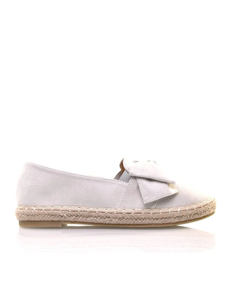 Espadrilles grises en suédine à noeud