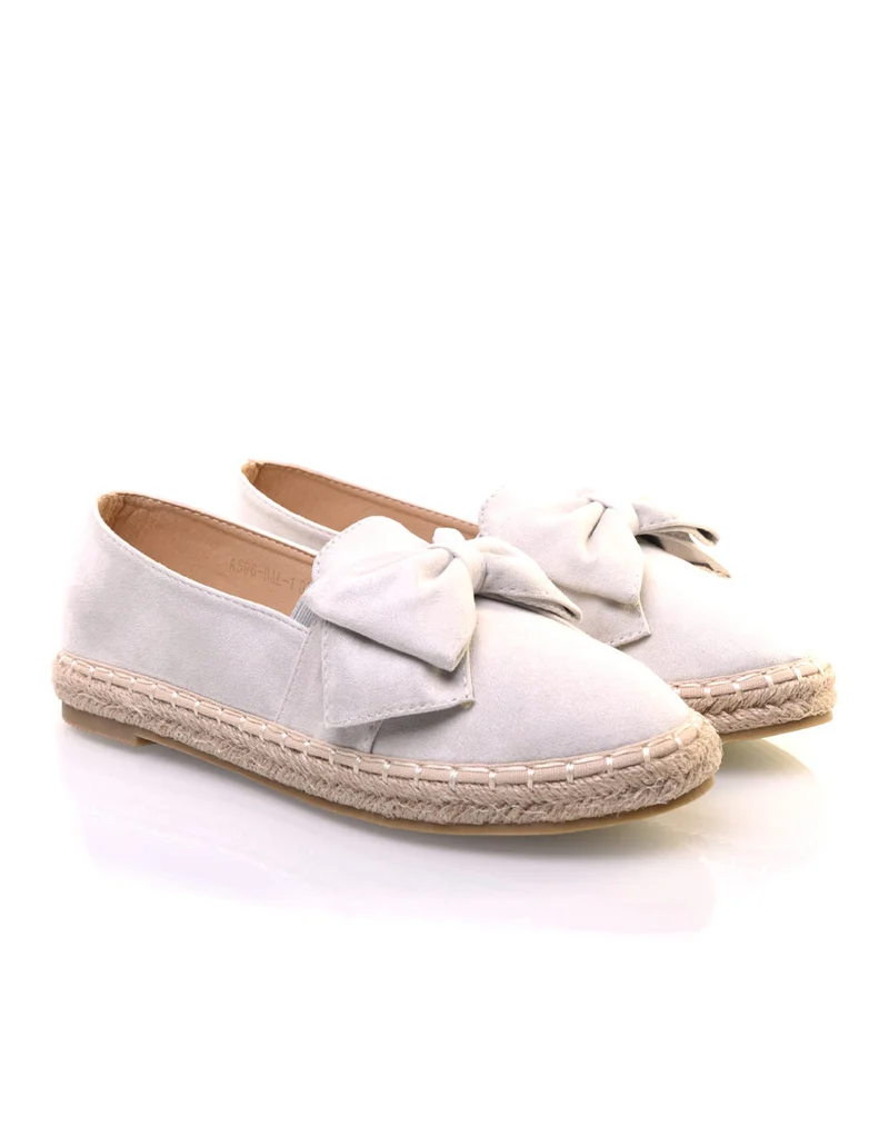 Espadrilles grises en suédine à noeud