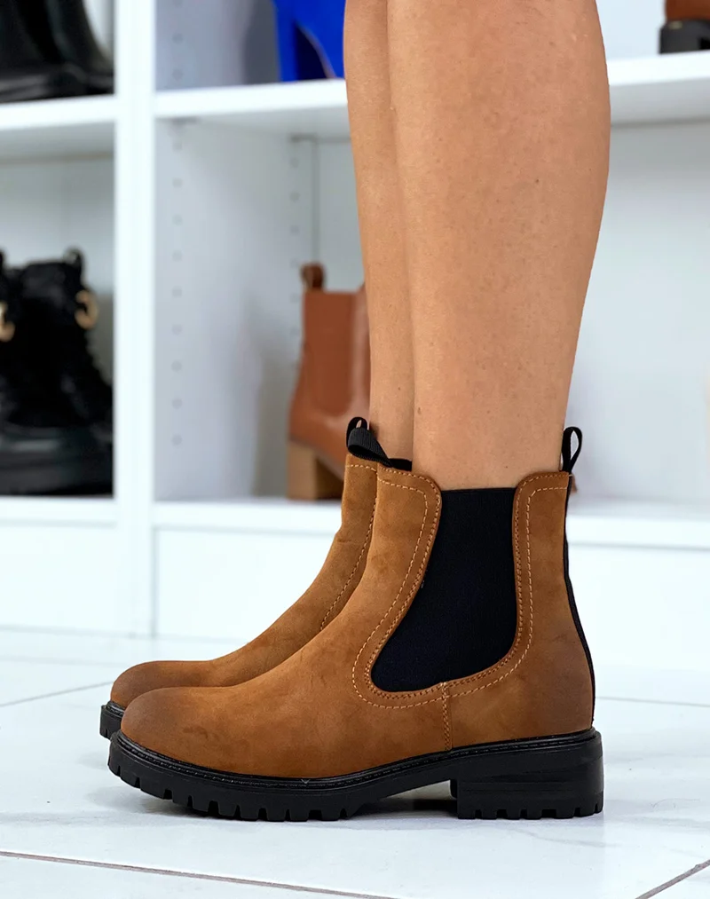 Bottines noires style chelsea de matière texturée