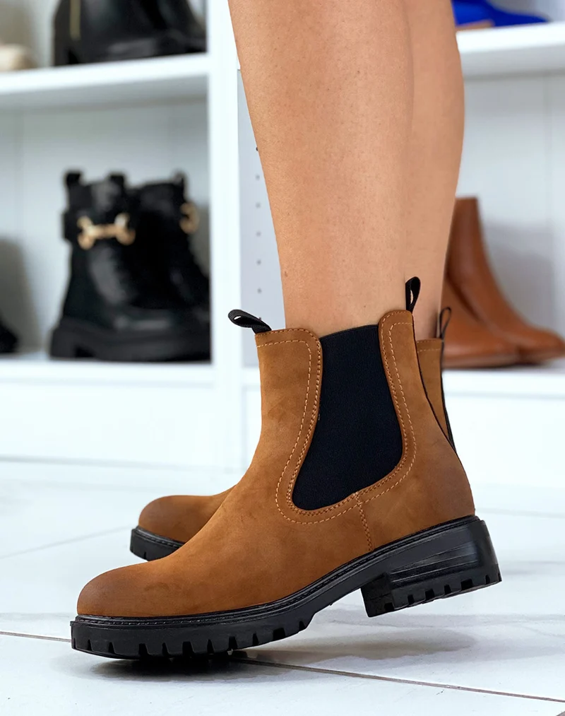 Bottines noires style chelsea de matière texturée