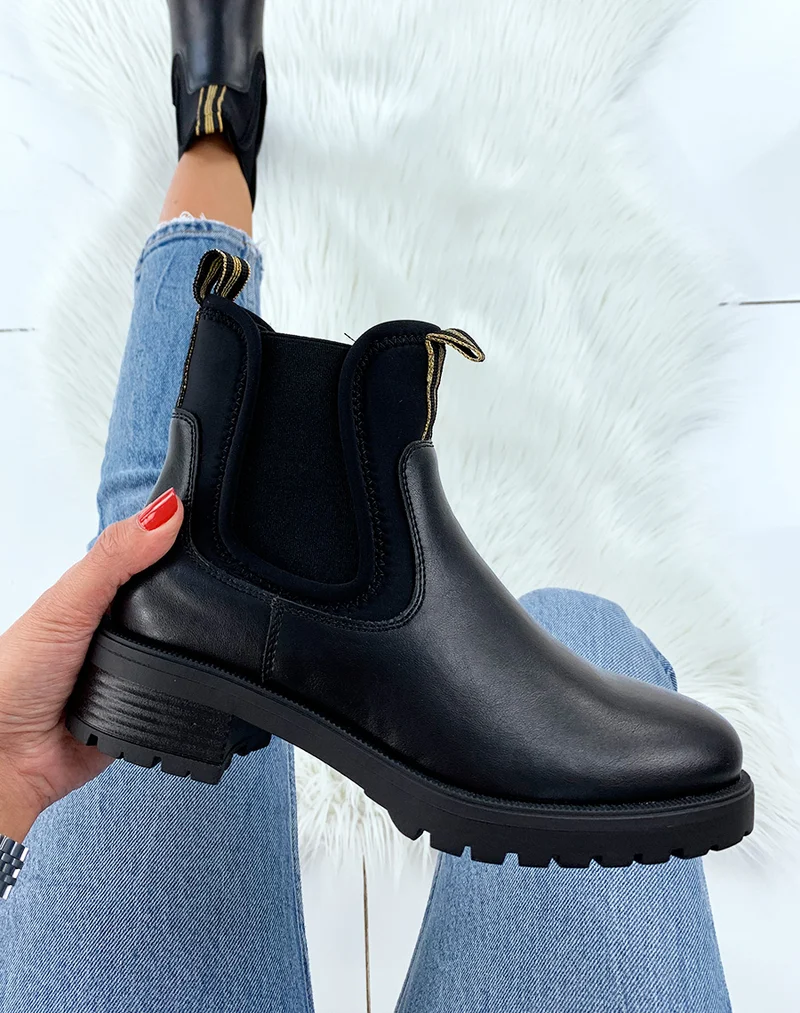 Bottines noires bi-matière néoprène