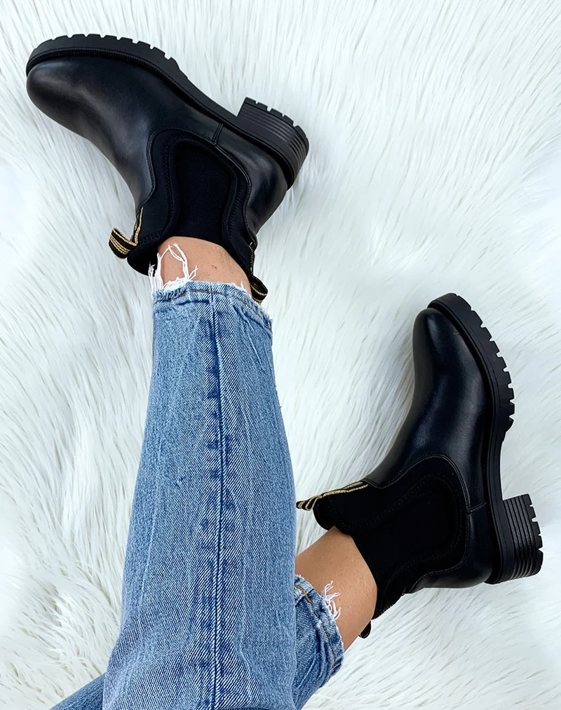 Bottines noires bi-matière néoprène