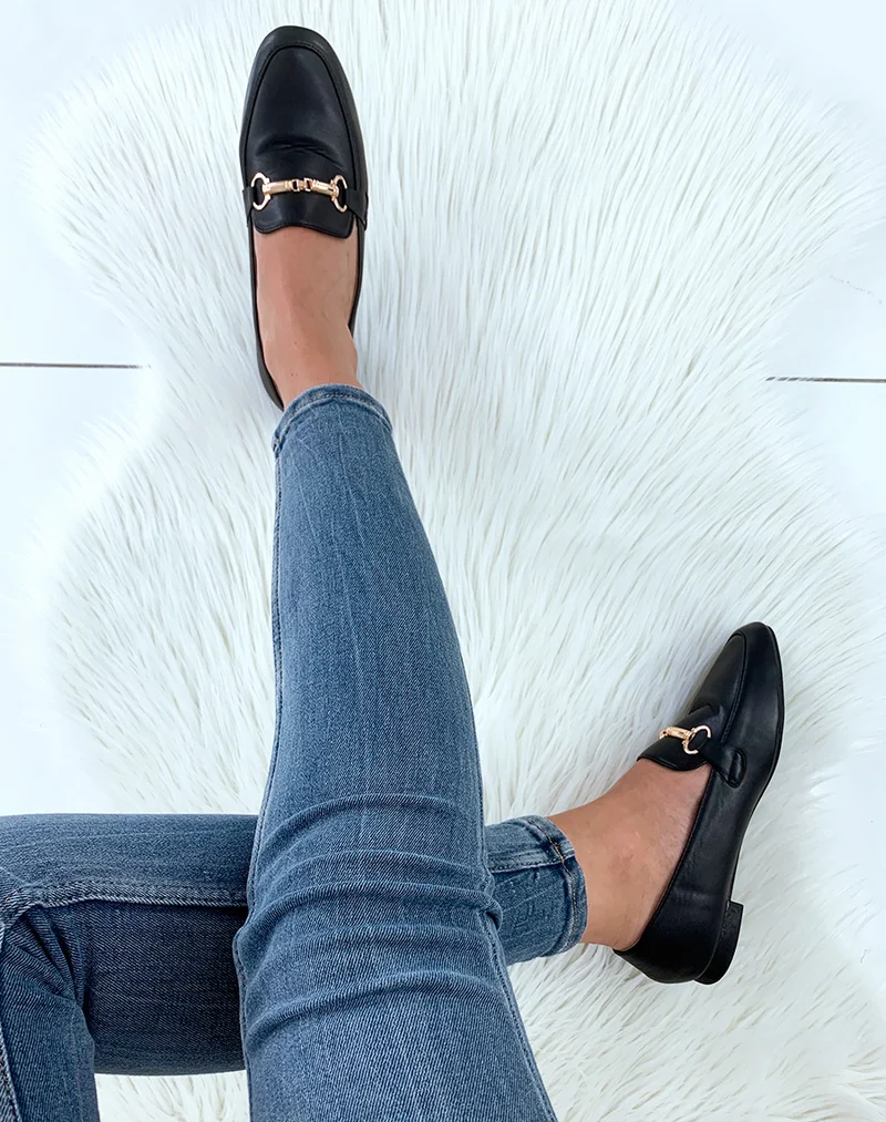 Mocassins en similicuirs noirs