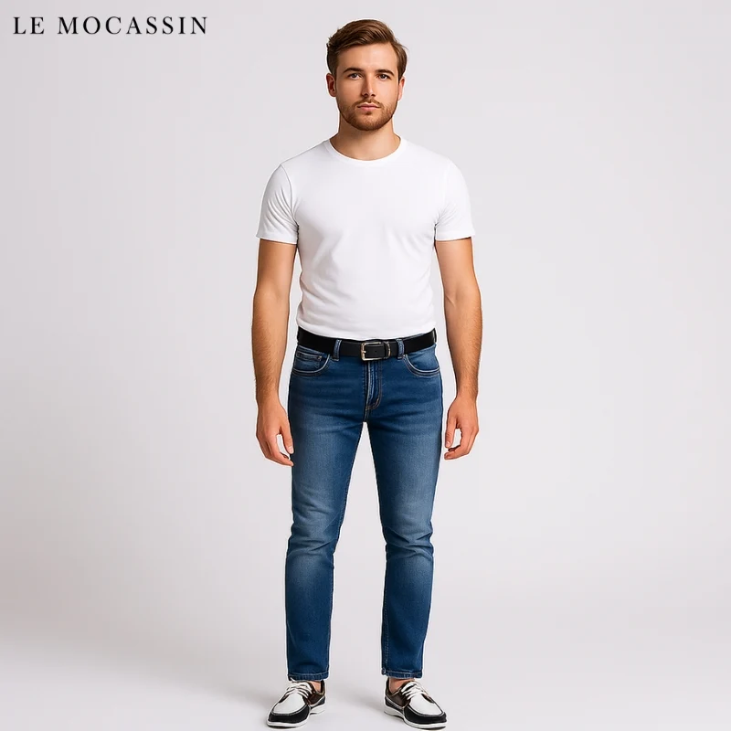 Mocassins Bateau Noirs Bicolores À Lacets Pour Homme