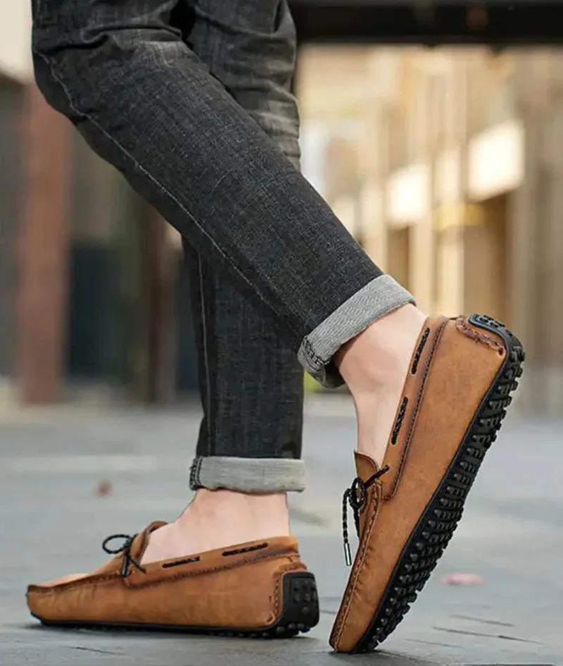 Mocassins Bateau À Lacets En Cuir Véritable Pour Homme