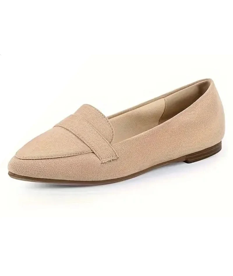 Mocassins Beiges À Semelles Marrons Pour Femme En Cuir