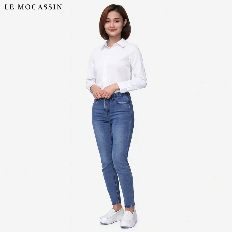 Mocassins Blancs À Semelles Compensées Pour Femme