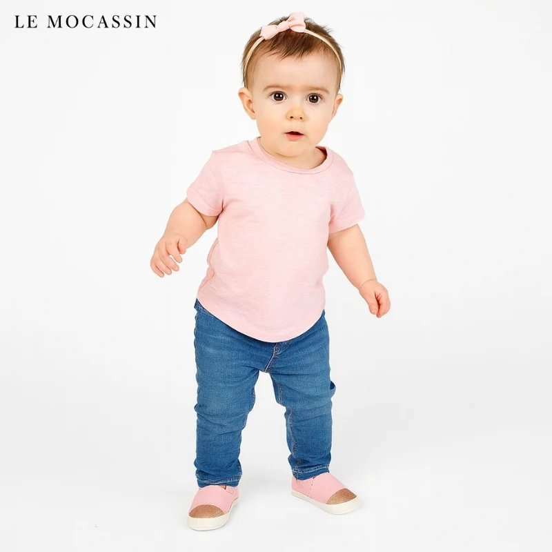Mocassins Bicolores Brillants À Enfiler Pour Bébé Fille