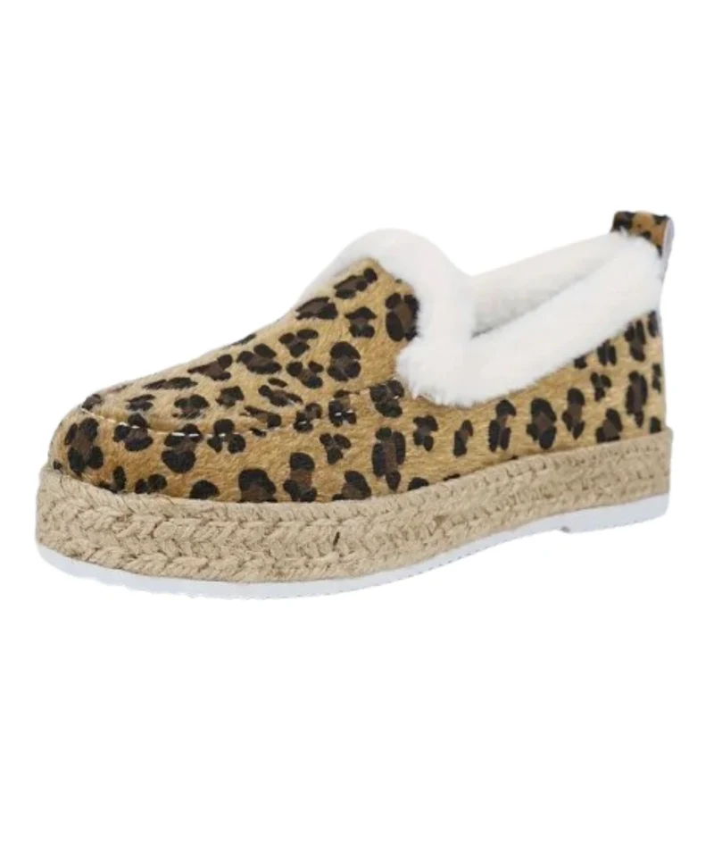 Mocassins Bateau En Fausse Fourrure Avec Motif Léopard
