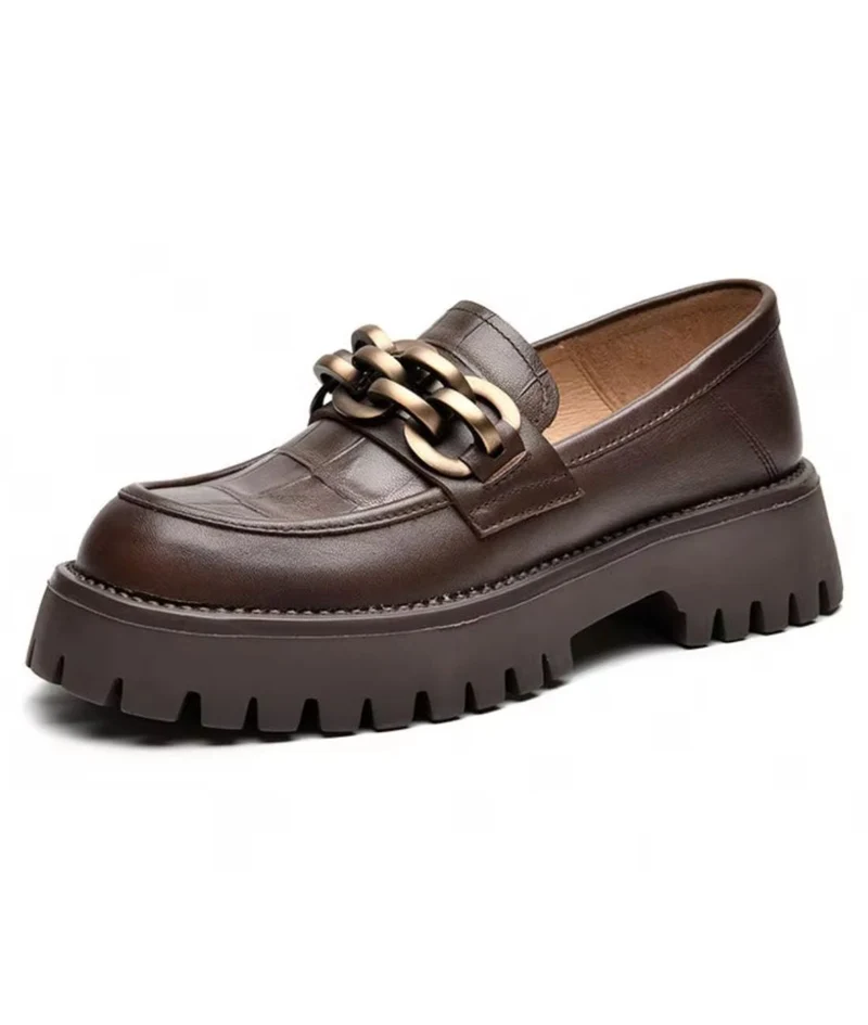 Mocassins Avec Une Chaîne En Métal Doré Pour Femmes