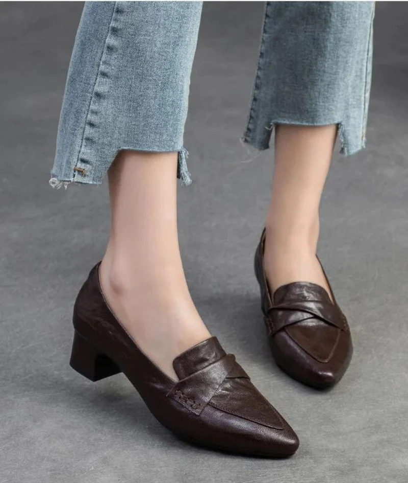 Mocassins Avec Dessus Matelassé À Talons Carrés Pour Femme