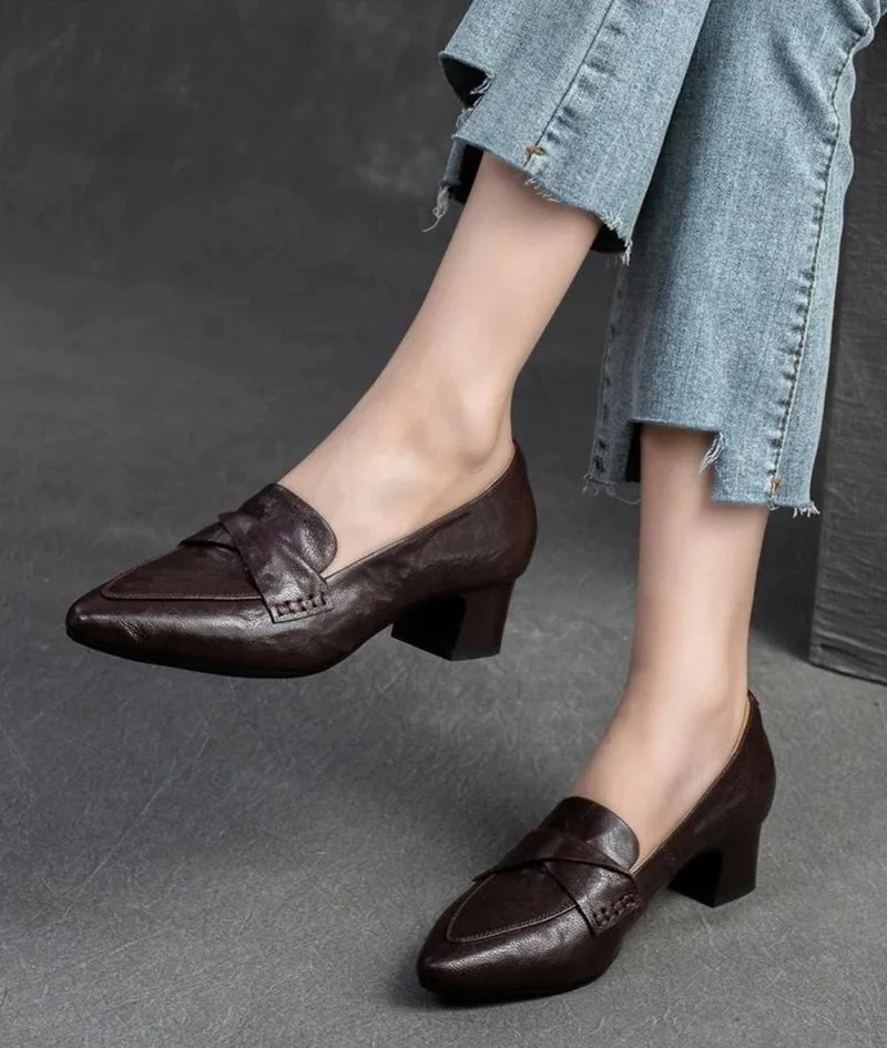 Mocassins Avec Dessus Matelassé À Talons Carrés Pour Femme