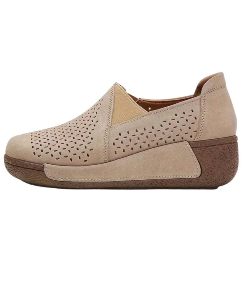 Mocassins Ajourés Confortables À Semelle Compensée Pour Femme