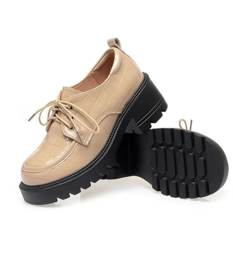 Mocassins À Talons Et Plateforme En Cuir Vernis Pour Femme