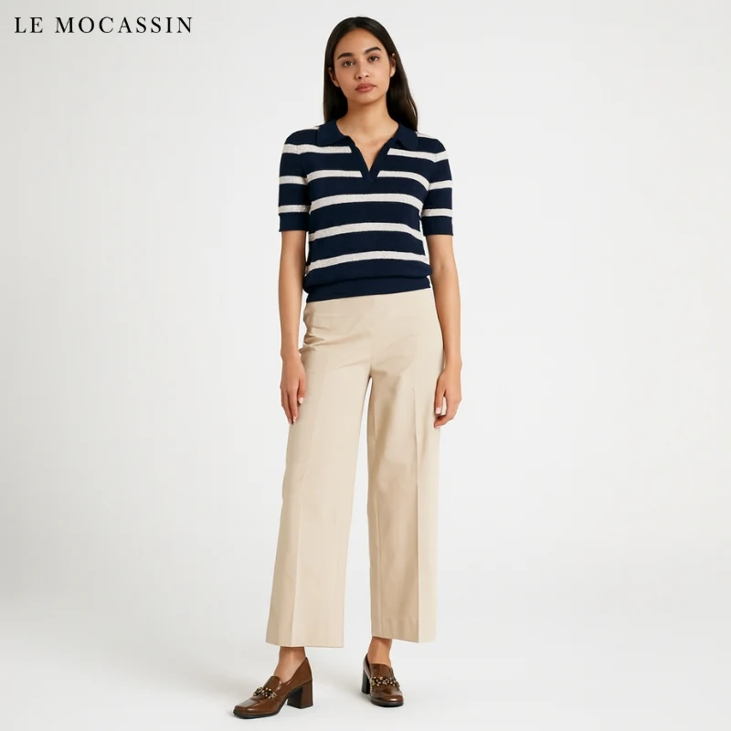 Mocassins À Talons En Cuir Vernis Avec Détail Chaîne Dorée