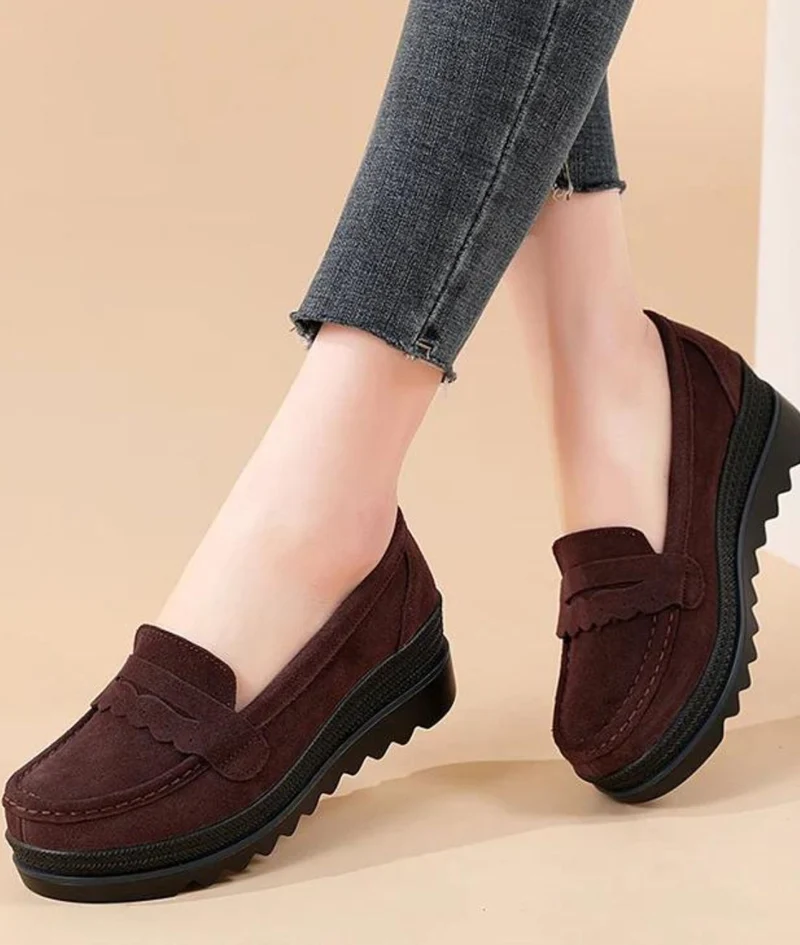 Mocassins À Talons Compensés À Franges Pour Femme