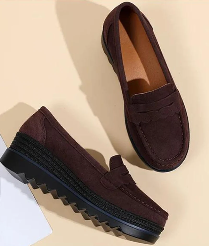 Mocassins À Talons Compensés À Franges Pour Femme