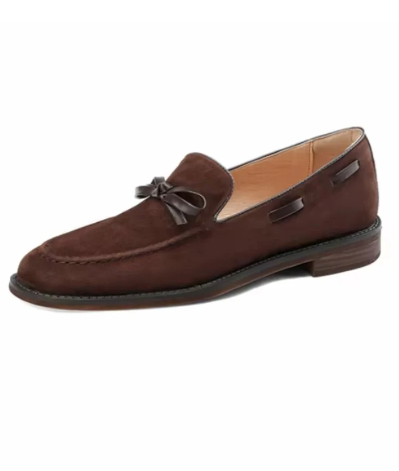 Mocassins À Talons En Cuir Style Rétro Pour Femmes