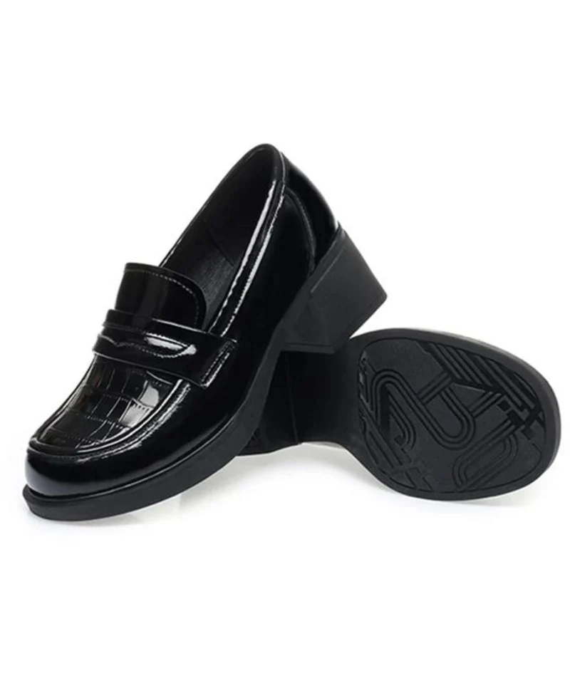 Mocassins À Talons En Cuir Verni Pour Femmes