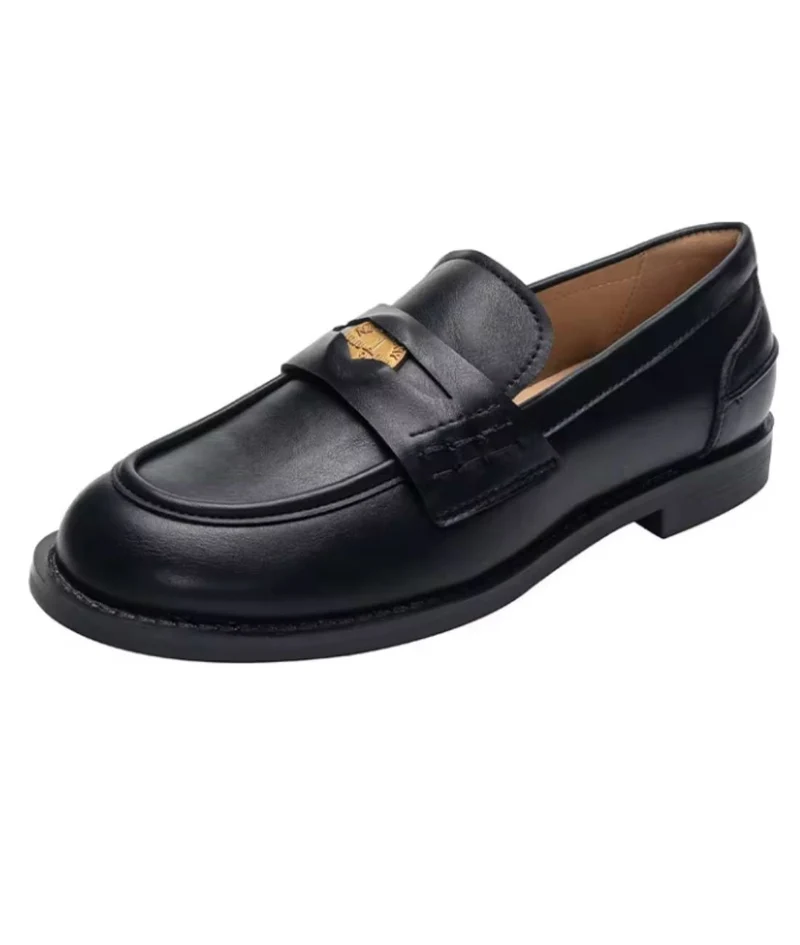 Mocassins À Talon Carré Noir Pour Femmes