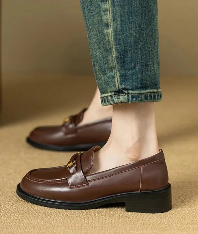 Mocassins À Talons En Cuir Pour Femmes