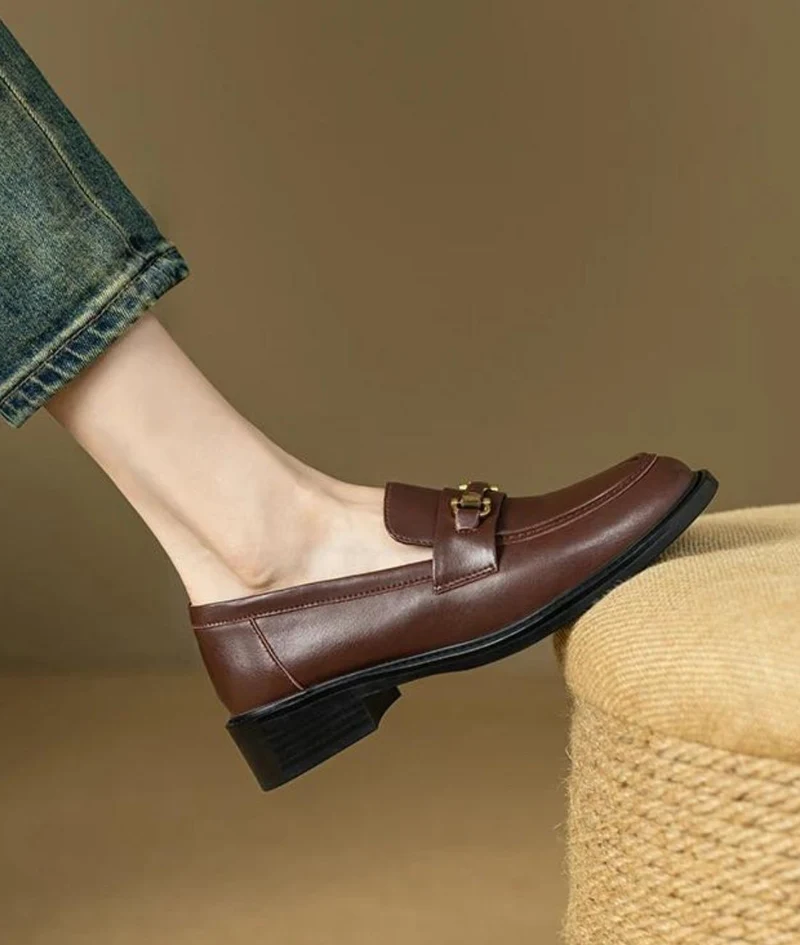 Mocassins À Talons En Cuir Pour Femmes