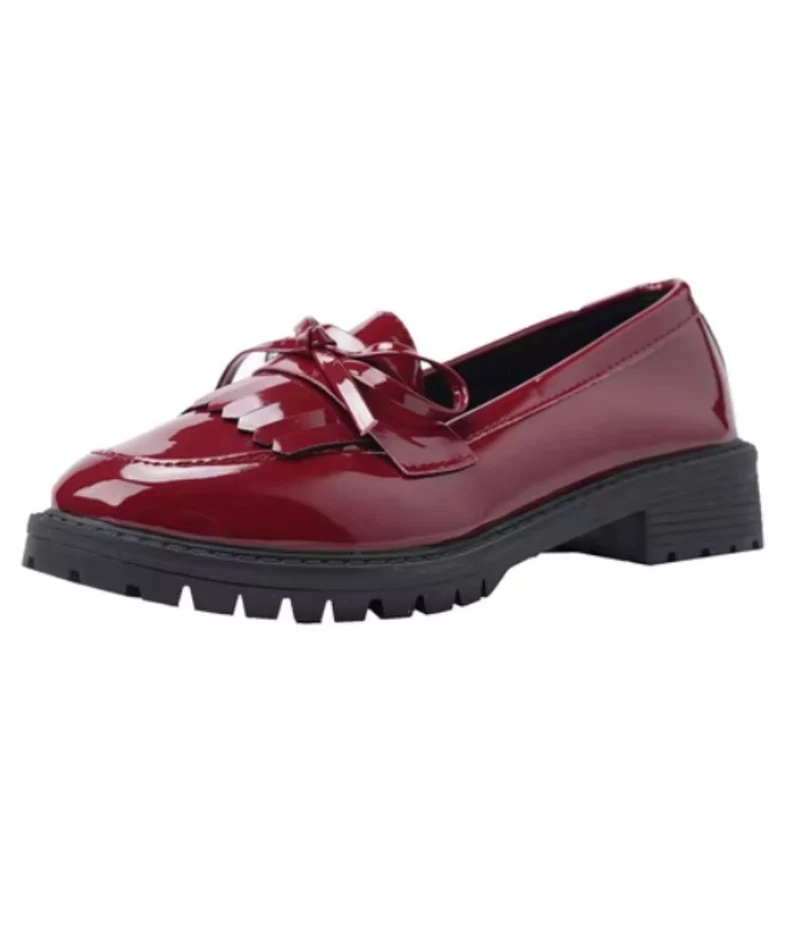 Mocassins À Talons En Cuir Verni Avec Nœud Décoratif
