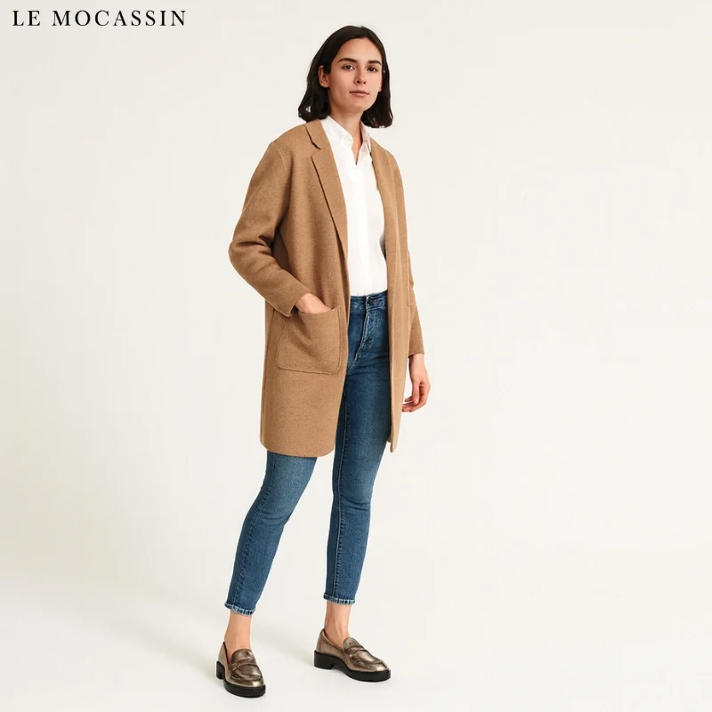 Mocassins À Talons À Semelle Épaisse Noire Pour Femmes