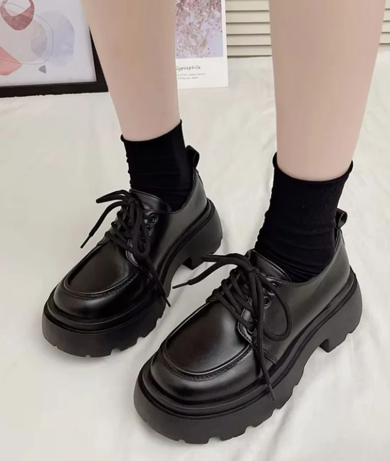 Mocassins À Plateforme En Cuir Synthétique Noir