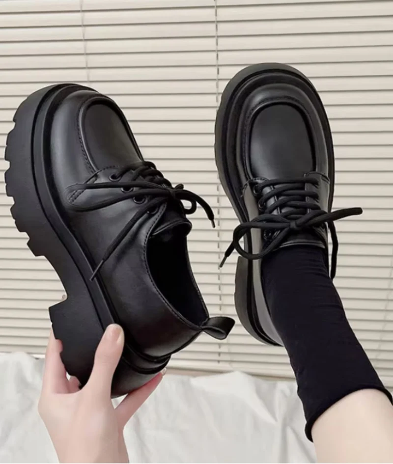 Mocassins À Plateforme En Cuir Synthétique Noir