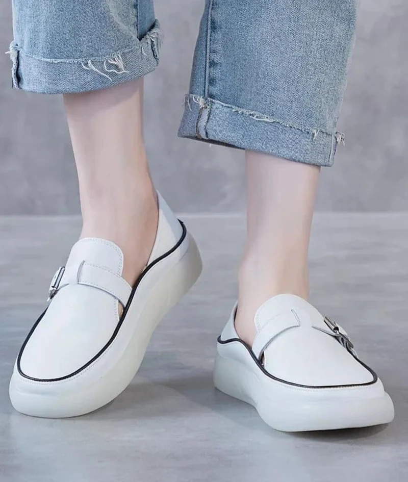 Mocassins À Semelle Épaisse En Cuir Pour Femme