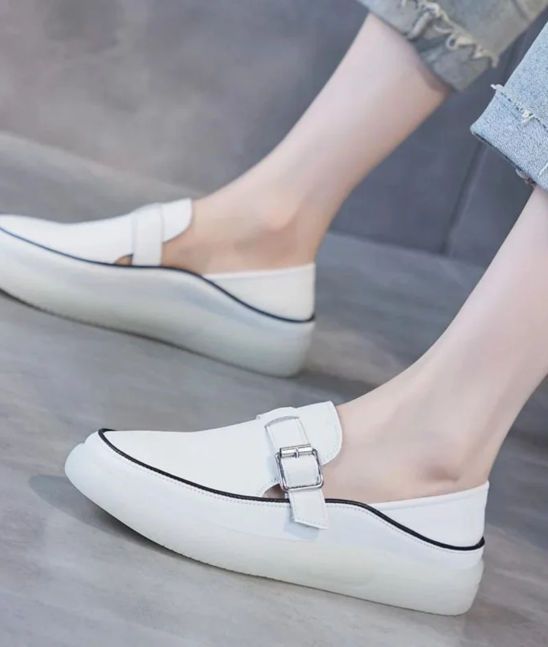 Mocassins À Semelle Épaisse En Cuir Pour Femme