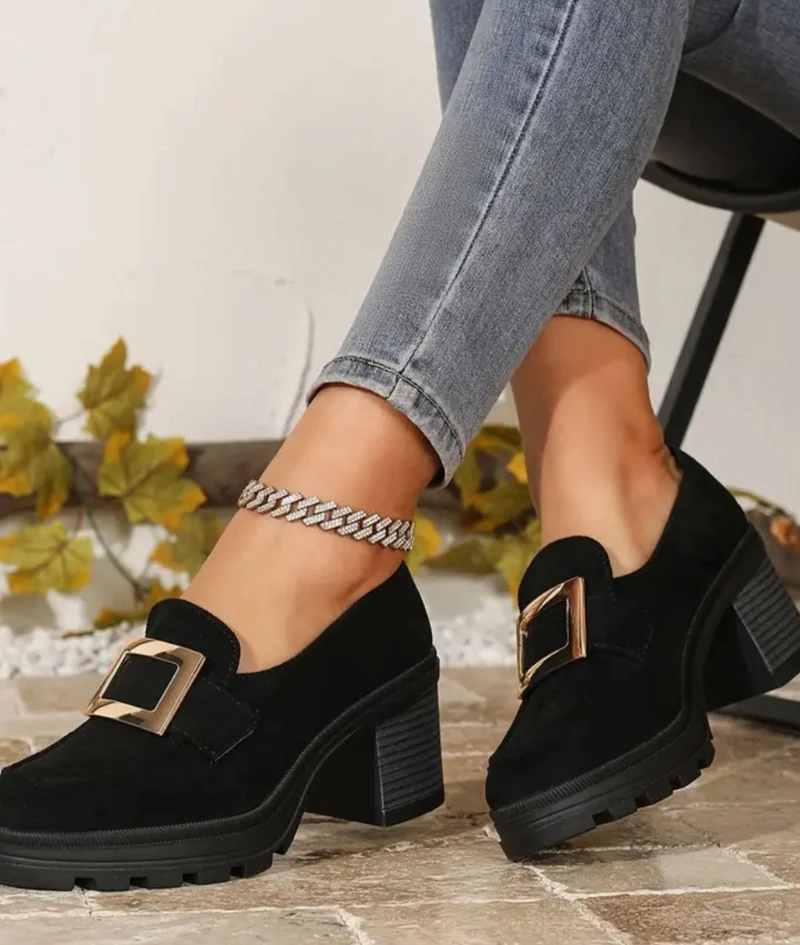 Mocassins À Plateforme Et Chaînettes Argentées Pour Femme