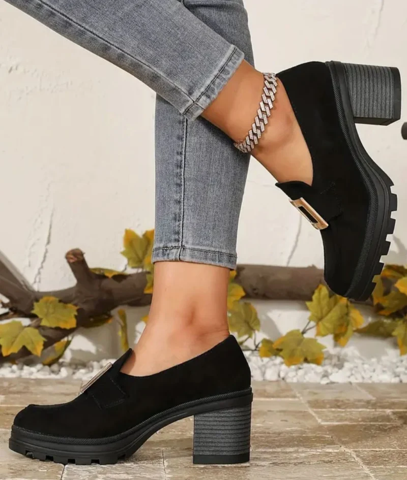 Mocassins À Plateforme Et Chaînettes Argentées Pour Femme