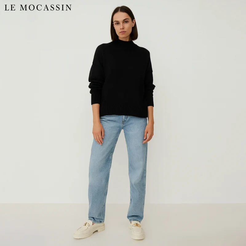 Mocassins À Plateforme En Cuir Verni Avec Chaîne Dorée Pour Femmes