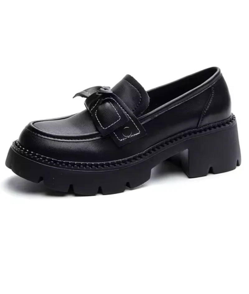 Mocassins À Plateforme Ornés D’un Ravissant Nœud Papillon Noir Pour Femmes
