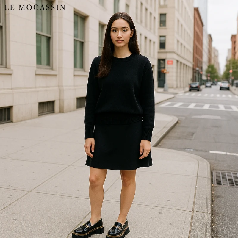 Mocassins À Plateforme Avec Une Chaîne Dorée Étincelante Pour Femmes