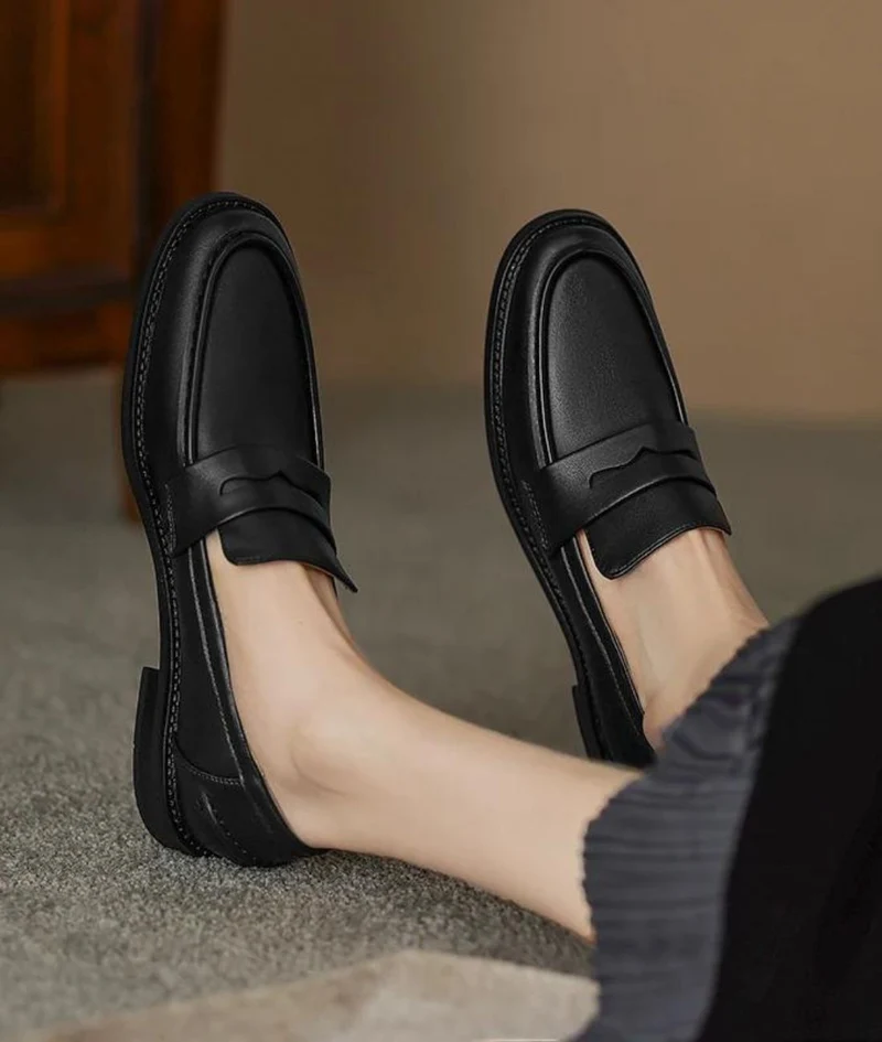 Mocassins À Petit Talon Épais Pour Femme