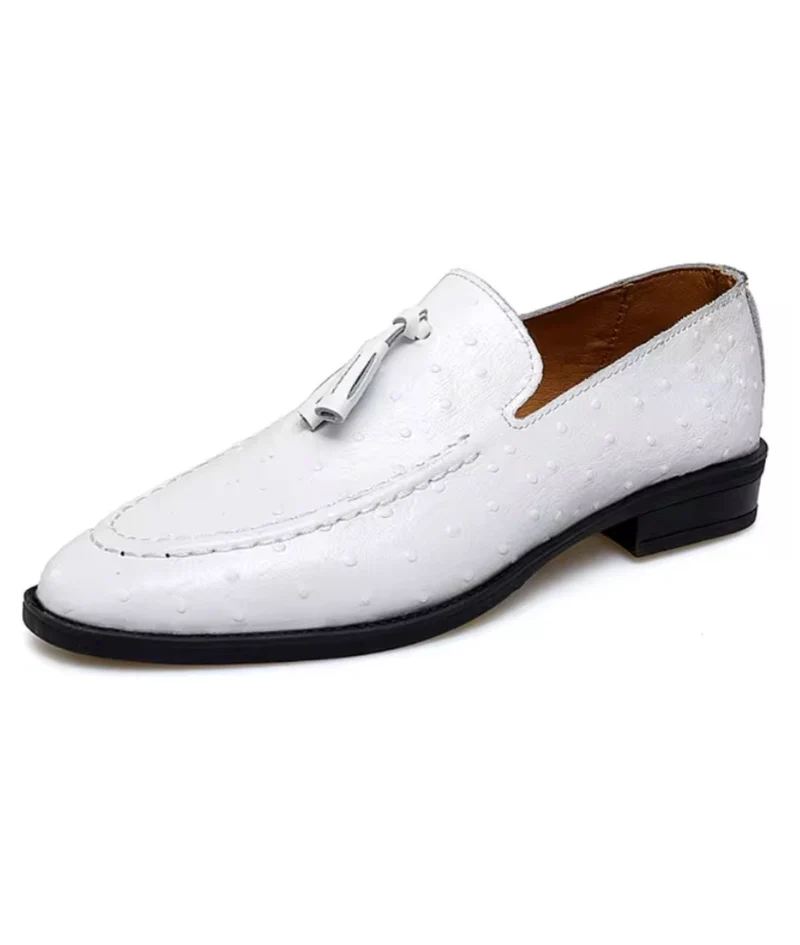 Mocassins À Glands Vernis Noir Et Blanc Pour Homme