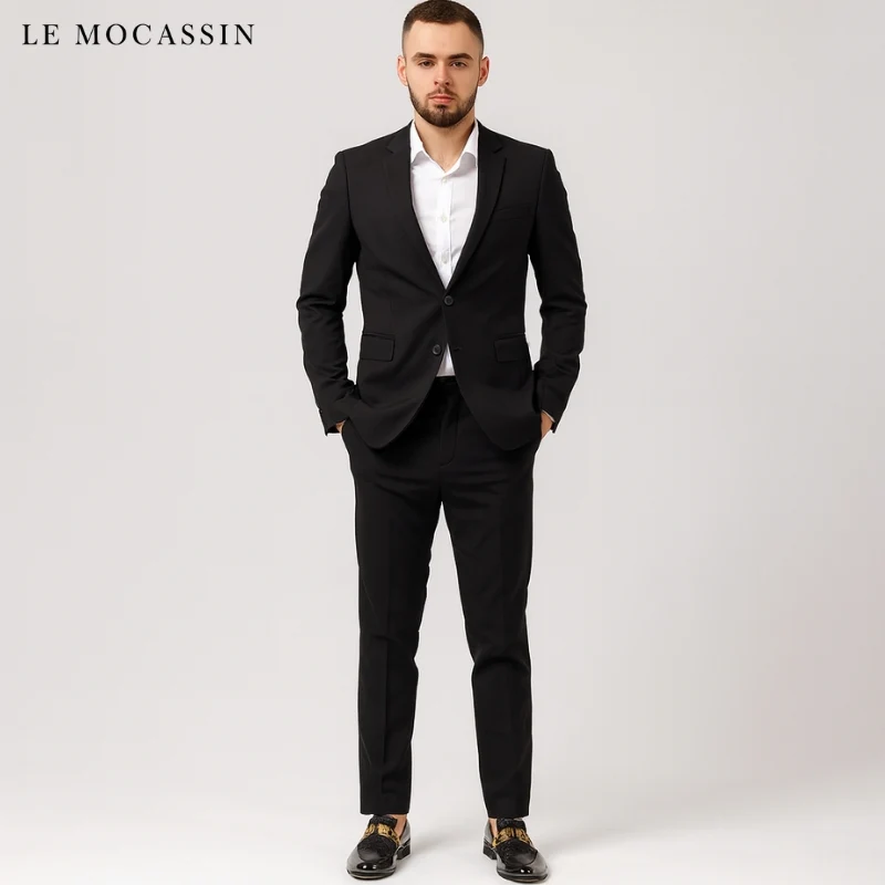 Mocassins À Glands Noir Et Doré Style Derby