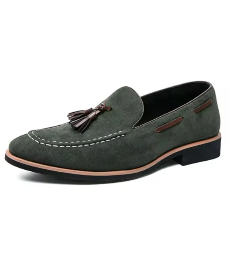 Mocassins À Glands En Daim Verts