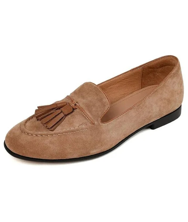 Mocassins À Glands En Daim Véritable Pour Femme