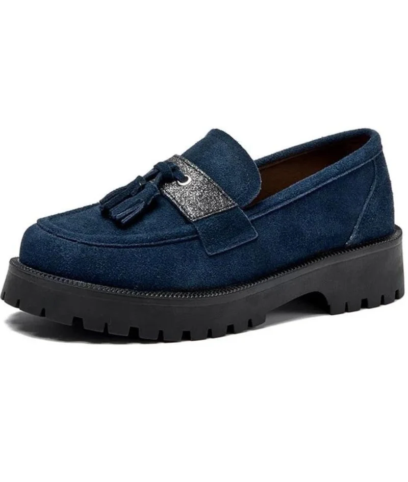 Mocassins À Glands En Daim Style Vintage