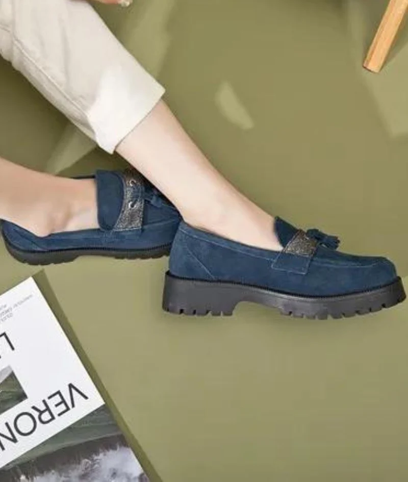 Mocassins À Glands En Daim Style Vintage