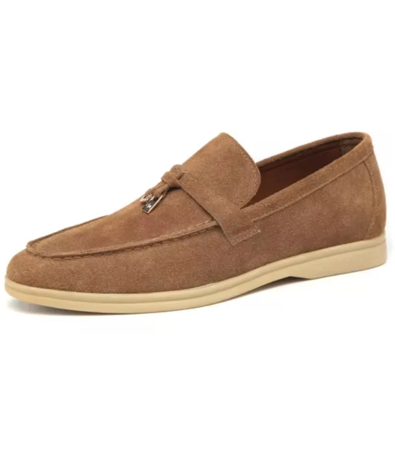 Mocassins À Glands En Daim Camel Pour Homme