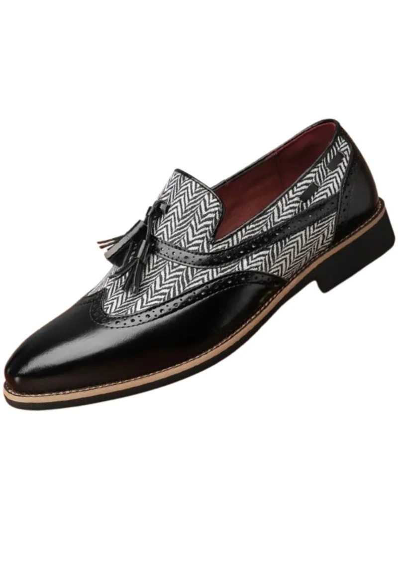 Mocassins À Glands En Cuir Motif À Chevrons