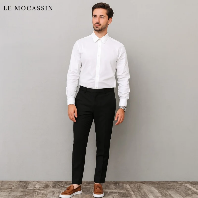 Mocassins À Glands En Cuir Lisse Respirant